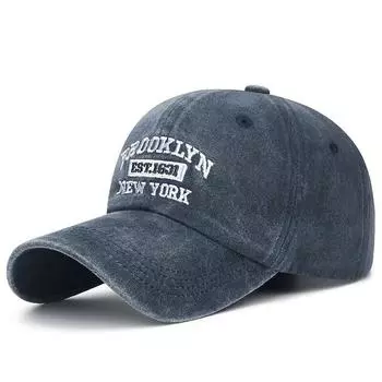 Корейская версия бейсбольной кепки Four Seasons New Curved Brim Washed Retro Covered, уличное солнцезащитное козырьковое покрытие, состаренная бейсболка унисекс Adjustable темно-синий
