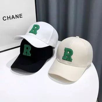 Корейская версия бейсболки ins для женщин летом, универсальный солнцезащитный крем, повседневная сетка, красная буква R, маленькое лицо, солнцезащитная кепка 56-60CM хаки