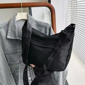 Корейская версия большой вместительной сумки-тоут Lazy Wind, сумка-мессенджер через плечо для женщин, новая сумка для студентов колледжей 2024 года чёрный