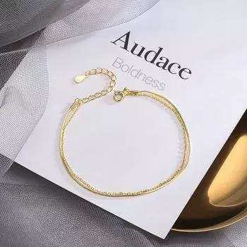 Корейская версия браслет из стерлингового серебра 925 пробы, простые двухслойные ювелирные изделия, модные креативные аксессуары, браслет, бутик, ювелирные изделия ручной работы Adjustable size