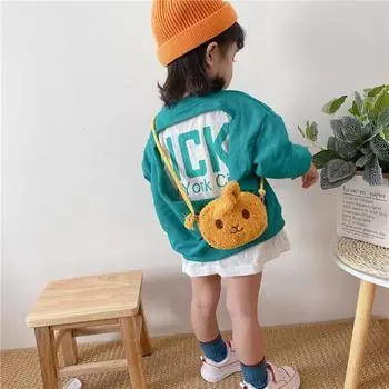 Корейская версия детских сумок, симпатичные сумки-мессенджеры с мультяшным плюшевым кроликом, модные маленькие рюкзаки для девочек хаки