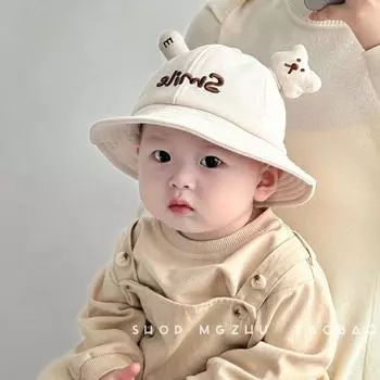 Корейская версия детской панамы весна-осень 1-2 года мальчики и девочки солнцезащитная шапка зимняя универсальная детская панамка recommended 8-24 months (44-48cm) бежевый