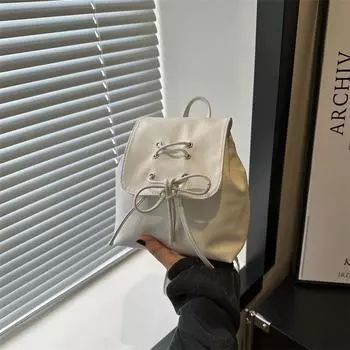 Корейская версия двойной сумки через плечо с бантом, новый модный женский корейский рюкзак в этом году, симпатичная портативная сумка через плечо, школьный ранец. Small чёрный