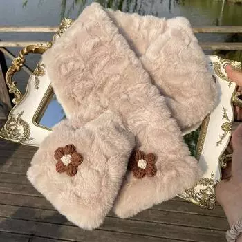 Корейская версия Ins новый искусственный меховой шарф из кролика выдры женский зимний корейский вариант универсальный плюшевый протектор шеи милый и стильный