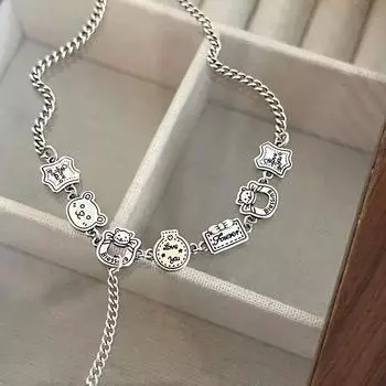 Корейская версия Ins Style Gingerbread Man Series Cartoon Bear Ear Buckle Ожерелье Браслет Кольцо