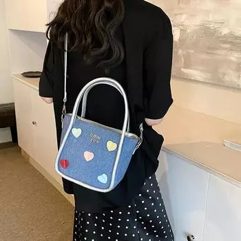 Корейская версия Ins Trendy Portable Bucket Bag Женская летняя новая простая повседневная сумка через плечо Feeling Messenger Bag