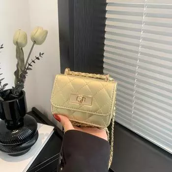 Корейская версия интернет-знаменитости ретро женская сумка 2024 новый тренд мода повседневная алмазная цепочка сумка через плечо маленькая квадратная сумка чёрный