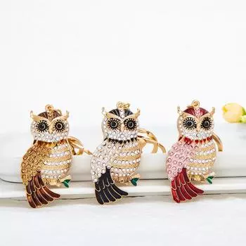 Корейская версия креативных подарков, брелки серии животных, стразы, сова, автомобильный брелок, подвески для сумок, легкие роскошные подарочные подвески 8 cm шампанского