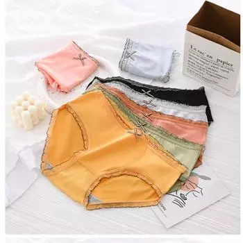 Корейская версия, кружевные треугольные брюки ярких цветов для девочек, молочный шелк, поднимающее ягодицы, нижнее белье с галстуком-бабочкой, поднимающее ягодицы, нижнее белье для женщин L серый