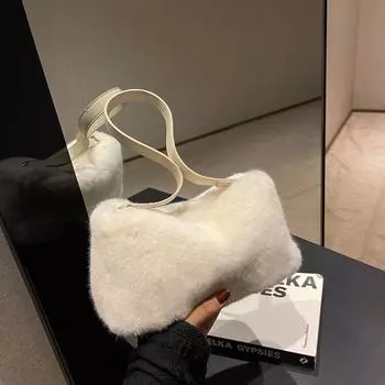 Корейская версия милой сумки Mao Mao 2024 года, осень-зима, новая женская сумка, студенческая, большая вместительная, модная, плюшевая, сумка через плечо розовый