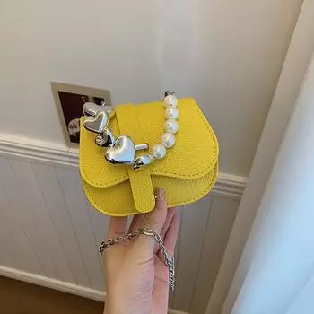 Корейская версия мини-сумка-седло маленькая женская 2024 новая весенняя текстура косая сумка модная цепная сумка через плечо чёрный