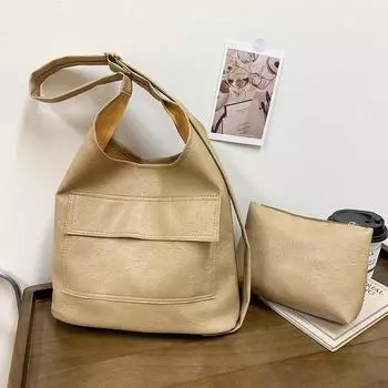 Корейская версия модной и простой сумки-ведра для женщин 2024 года, новая сумка через плечо в студенческом стиле, повседневная и красивая сумка-тоут чёрный