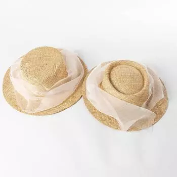 Корейская версия модной ретро элегантной сетчатой марлевой плоской шляпы на открытом воздухе с защитой от солнца, вогнутого стиля, женская соломенная шляпа