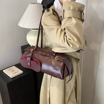 Корейская версия модной сумки-багета 2024 года, новая женская сумка для работы и поездок на работу, большая вместимость, сумка через плечо с высоким чувством кофейный