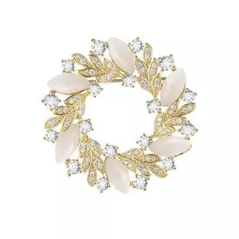 Корейская версия моды, высококачественный камень «кошачий глаз», баухиния, бройлер, микроинкрустация вермикулитом, кольцо с цветком на груди, аксессуары для униформы