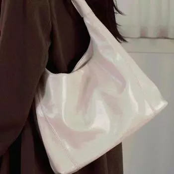 Корейская версия мягкой кожи ретро сумка-тоут с ленивым стилем одно плечо сумка большой емкости цепочка подмышка сумка чёрный