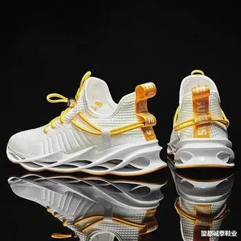 Корейская версия мужской обуви Модный тренд Мужская повседневная обувь Fly-Woven Сетчатые дышащие лезвия Обувь Спортивная обувь для мужчин 39 белый