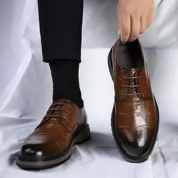 Корейская версия мужской обуви вечерние повседневные туфли для вождения оксфорды свадебные кожаные туфли для вечеринок мужские лоферы на толстой подошве для деловых свиданий 38 чёрный