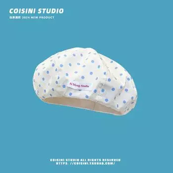 Корейская версия нишевого дизайна милые береты с принтом в горошек для женщин летняя легкая и дышащая универсальная милая шляпа художника 56-58cm розовый