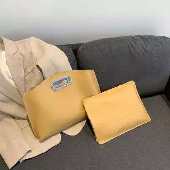 Корейская версия нишевой модной сумки, женская сумка 2024 года, новая ретро-сумка с текстурой, большая вместительная сумка-тоут для поездок на работу чёрный