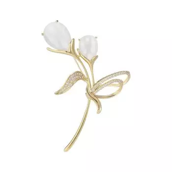 Корейская версия нового тюльпана, элитная изысканная брошь, модная атмосферная женская куртка с цветочным принтом на груди, костюмы и аксессуары, медное позолоченное покрытие золотистый