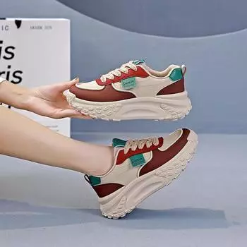 Корейская версия новой папиной обуви женские осенние студенческие спортивные кроссовки повседневные белые туфли на платформе 35 хаки