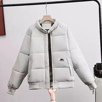 Корейская версия новой свободной куртки с воротником-стойкой, пара утолщенных стеганых курток с хлопковой подкладкой, куртка для мужчин и женщин, прилив M чёрный