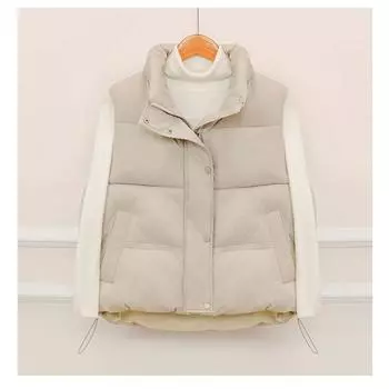 Корейская версия новой женской легкой куртки без рукавов со стойкой, однотонной, утолщенной, теплой, спортивной и повседневной, свободной хлопковой куртки M