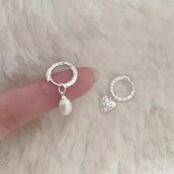 Корейская версия новых асимметричных женских сережек-пряжек Love Ear Buckle Light Luxury Fashion Niche с имитацией жемчуга