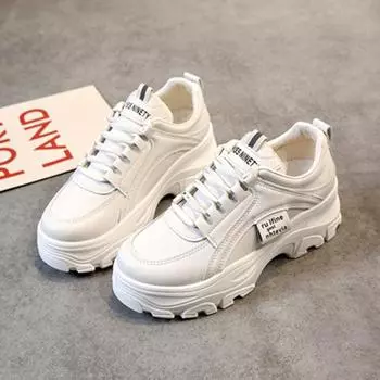 Корейская версия обуви для студенток, все подходящие, толстая подошва, увеличивающая рост, новые белые туфли 36