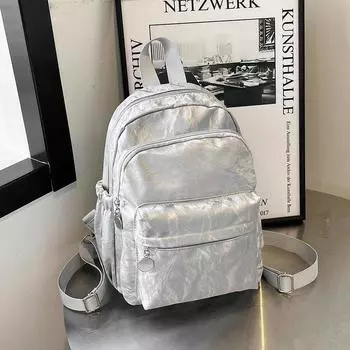 Корейская версия однотонного простого небольшого рюкзака для пары, персонализированный рюкзак 2024 года, новый женский рюкзак для путешествий и отдыха Without pendant белый