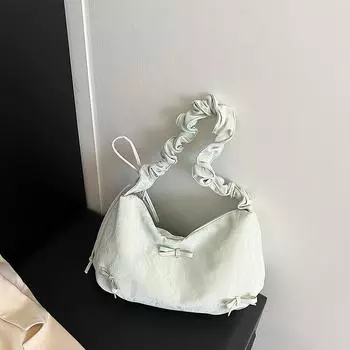 Корейская версия плиссированная портативная сумка для пельменей большой емкости женская 224 летняя новая модная универсальная сумка через плечо для поездок на работу серебряный