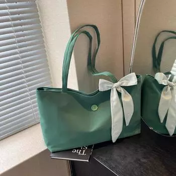 Корейская версия популярной сумки-тоут из шелкового шарфа в зарубежном стиле, сумка-молния для поездок на работу, не боящаяся ветра, модная универсальная студенческая сумка через плечо чёрный