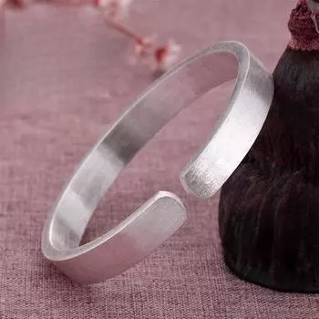 Корейская версия посеребренного матового открытого браслета, модный ретро и простой аксессуар для парного браслета Adjustable size
