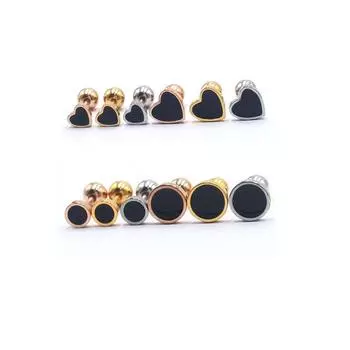 Корейская версия повседневных модных серег-гвоздиков с капающим черным маслом, круглые серьги из нержавеющей стали, женские серьги