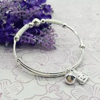 Корейская версия простого модного серебряного браслета с бусинами-переносками и колокольчиком Будды, браслет для девочки с темпераментом, универсальный браслет с украшениями