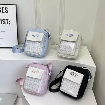 Корейская версия простой и симпатичной прозрачной холщовой сумки, легкая и модная сумка через плечо для занятий, репетиторства, поездок на работу, модная сумка через плечо