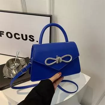 Корейская версия простой однотонной сумки с бантом и строчкой для девочек, модная косая сумка через плечо, повседневная женская сумка чёрный