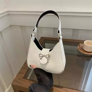 Корейская версия простой повседневной сумки через плечо 2024 года, новая мода в стиле ретро, легкая роскошная персонализированная нишевая сумка-полумесяц с дизайном подмышек чёрный