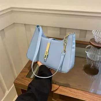 Корейская версия простой темпераментной женской сумки через плечо для женщин 2024 года, весна-лето, нишевый дизайн, универсальная сумка через подмышку чёрный