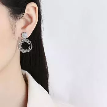 Корейская версия простых сережек из циркония, медные микросерьги, круглые серьги, высококачественные серьги