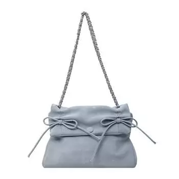 Корейская версия ретро-модной сумки большой вместимости подмышечная сумка 2024 новая маленькая квадратная сумка с бантом нишевая сумка высокого класса через плечо синий