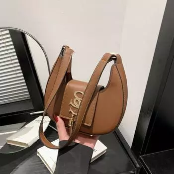 Корейская версия ретро сумка через плечо подмышкой лето 2024 новая модная сумка через плечо женская сумка-мессенджер в форме полумесяца женская чёрный