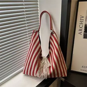 Корейская версия ретро-сумки, простая маленькая свежая сумка через плечо 2024 года, летняя повседневная модная сумка для покупок большой вместимости чёрный