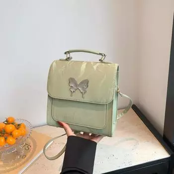 Корейская версия рюкзака с бантом, однотонная нишевая эстетическая повседневная сумка 2024 года, новая персонализированная сумка через плечо чёрный