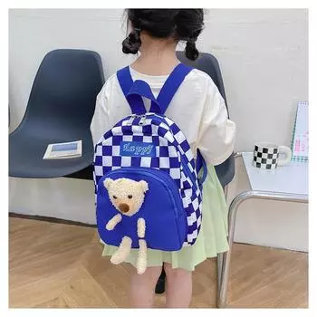 Корейская версия шахматный медведь рюкзак модный сращивание детский школьный ранец свежий и милый мальчики и девочки детский сад школьный ранец красный