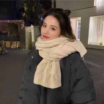 Корейская версия шарфов для мужчин и женщин, длинные осенние и зимние, однотонные вязаные шерстяные, студенческие теплые шарфы Tide серый