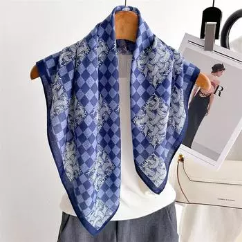 Корейская версия шейного платка Qiandongge 65 65 см, тонкий роскошный темпераментный высококачественный хлопковый и льняной бархатный шарф 65x65cm (1-3cm error)