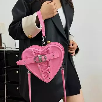 Корейская версия симпатичной нишевой сумки в иностранном стиле для женщин 2024 года, осенняя новая тенденция, одно плечо, косая сумка-любовь чёрный