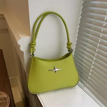 Корейская версия сумки через плечо для женщин, лето 2024 года, новая однотонная сумка через плечо, женская повседневная модная сумка через плечо чёрный